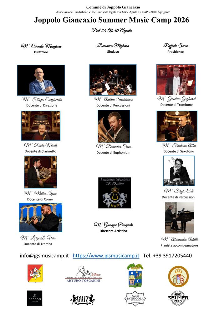 Locandina Joppolo Giancaxio Summer Music Camp 2026